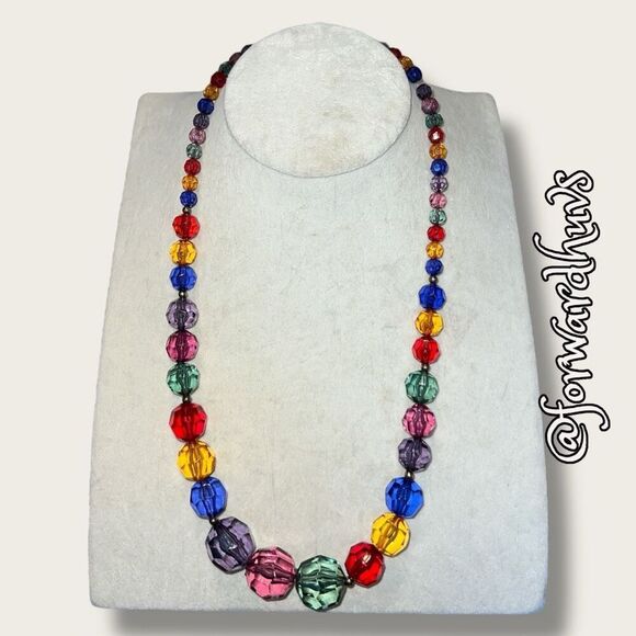 Bundle Sale 3 for $15 | Multicolored Graduated Plastic Bead Necklace - Picture 3 of 10